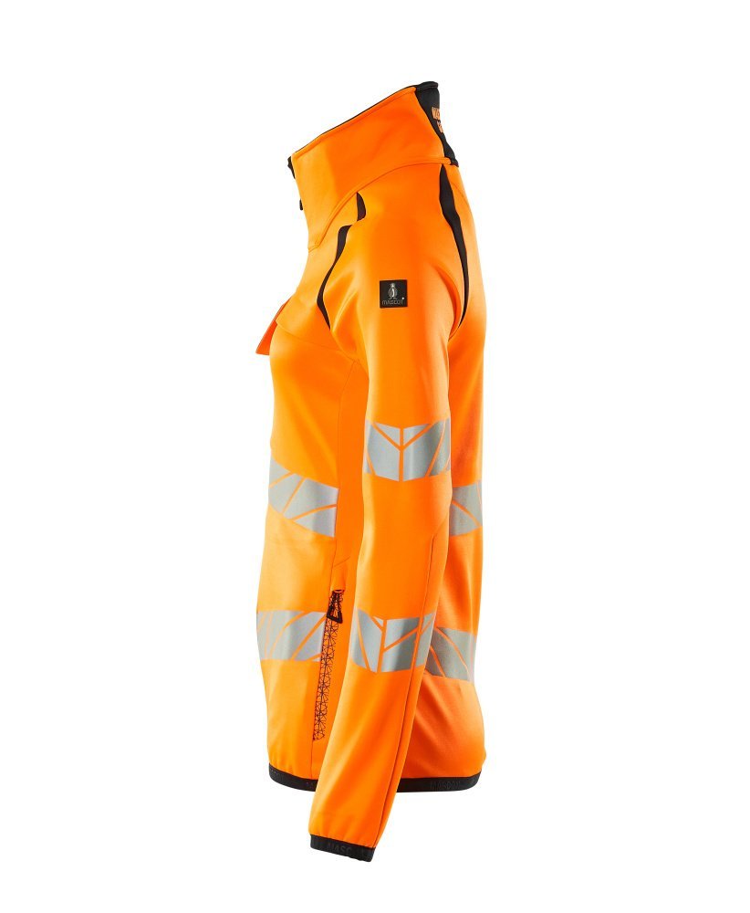 Fleecepullover mit Reißverschluss, Damen Microfleecejacke Multisafe Größe 2XL, hi-vis orange/schwarzblau Produktbild img2 L