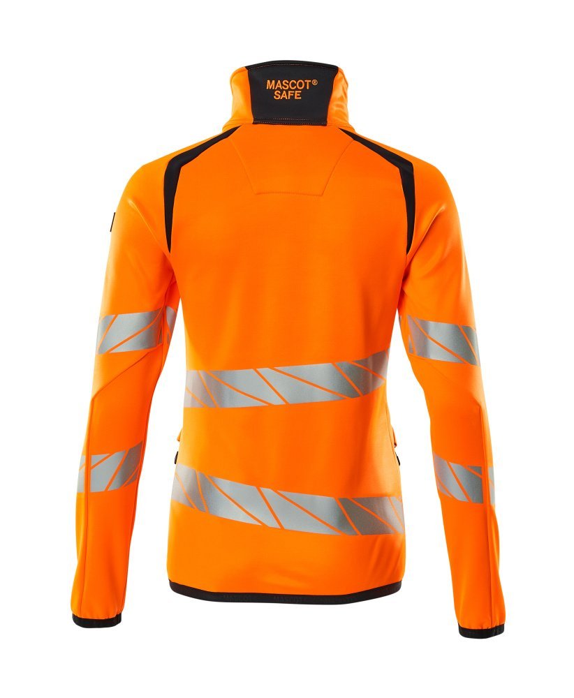 Fleecepullover mit Reißverschluss, Damen Microfleecejacke Multisafe Größe 2XL, hi-vis orange/schwarzblau Produktbild img3 L
