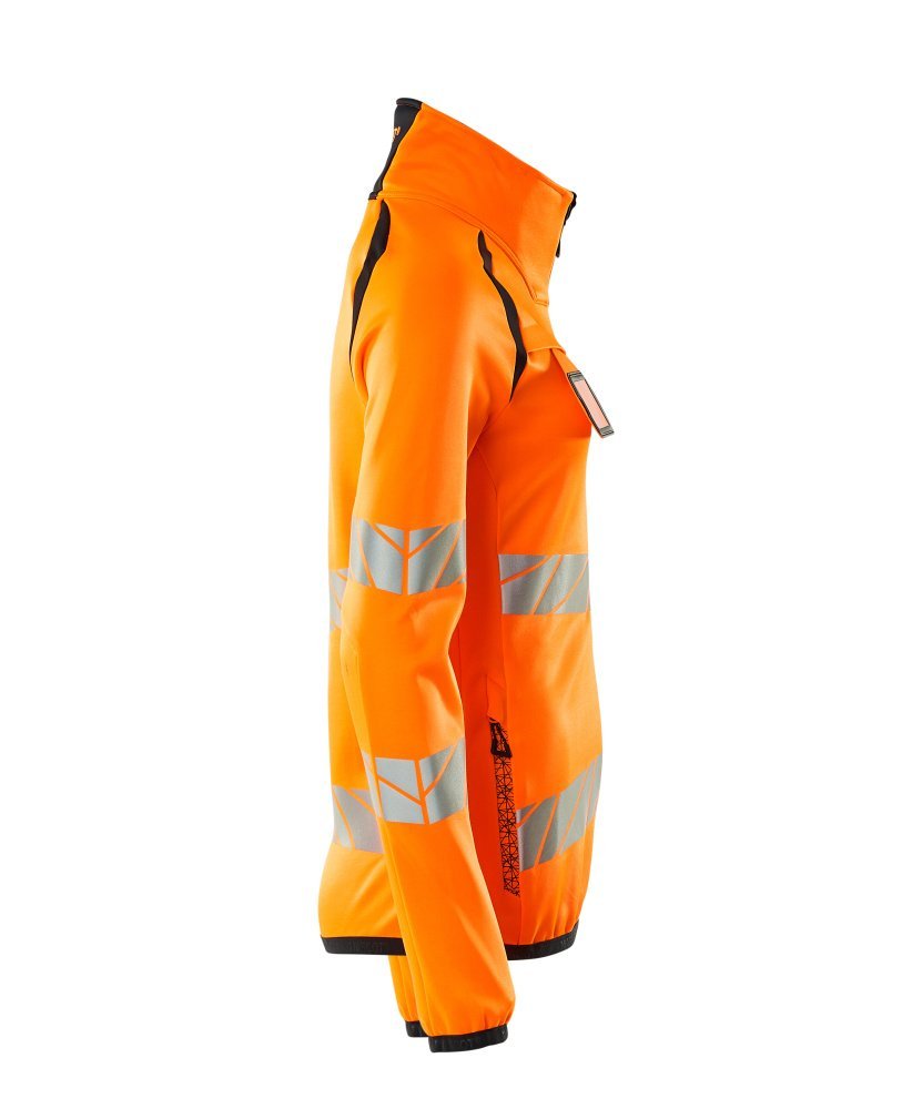 Fleecepullover mit Reißverschluss, Damen Microfleecejacke Multisafe Größe 2XL, hi-vis orange/schwarzblau Produktbild img4 L