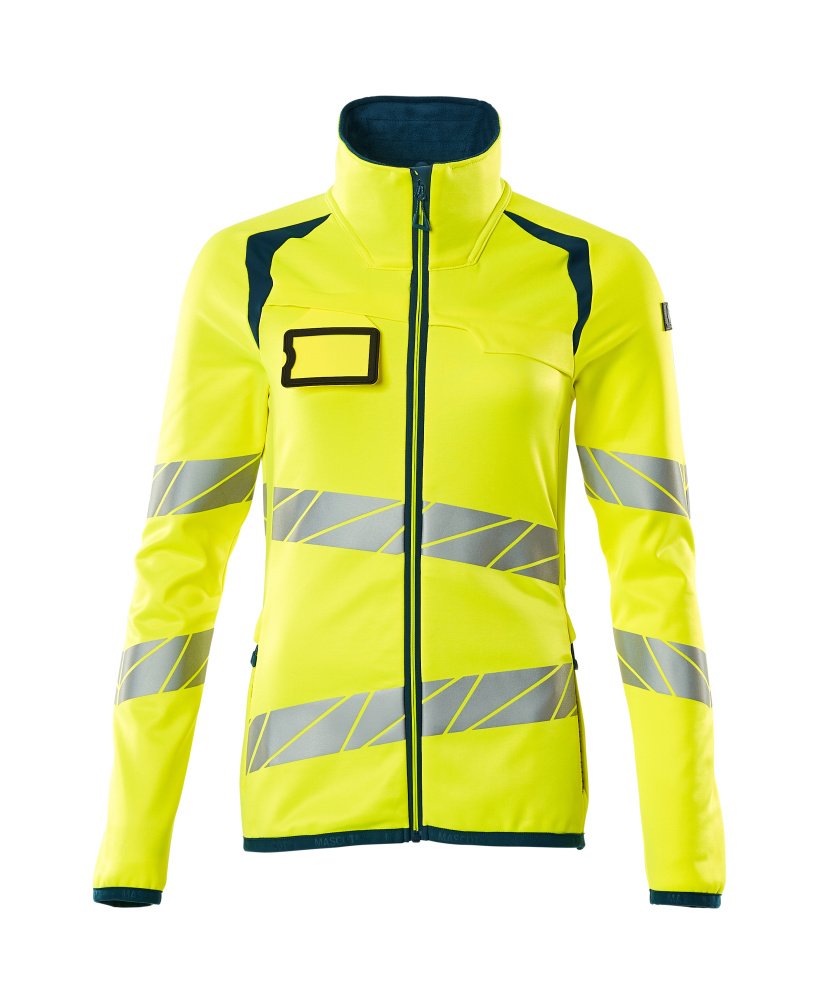Fleecepullover mit Reißverschluss, Damen Microfleecejacke Multisafe Größe 3XL, hi-vis gelb/dunkelpetroleum Produktbild img1 L