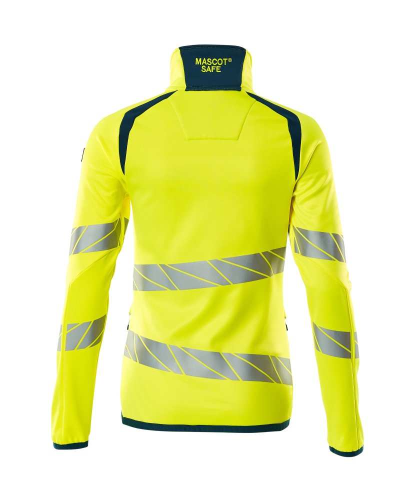 Fleecepullover mit Reißverschluss, Damen Microfleecejacke Multisafe Größe 3XL, hi-vis gelb/dunkelpetroleum Produktbild img3 L