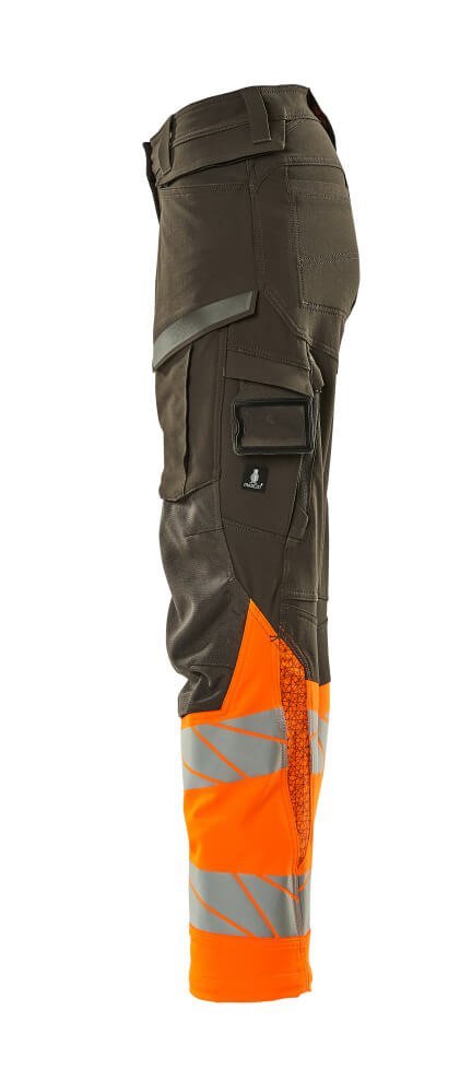 Hose, Damen,DIAMOND, Knietaschen,Stretch Hose Größe 76C44, dunkelanthrazit/hi-vis orange Produktbild img2 L