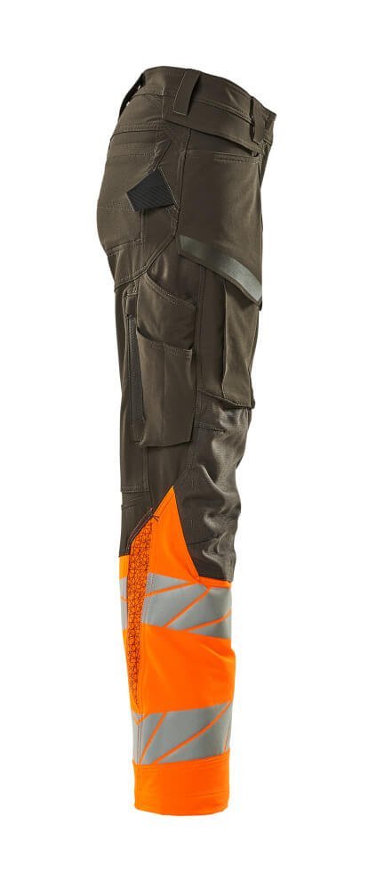 Hose, Damen,DIAMOND, Knietaschen,Stretch Hose Größe 76C44, dunkelanthrazit/hi-vis orange Produktbild img4 L