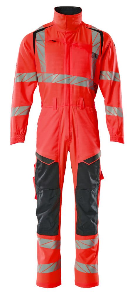 Overall, Knietaschen, Stretch-Einsätze Kombination Größe XL, Hi-vis rot/schwarzblau Produktbild img1 L