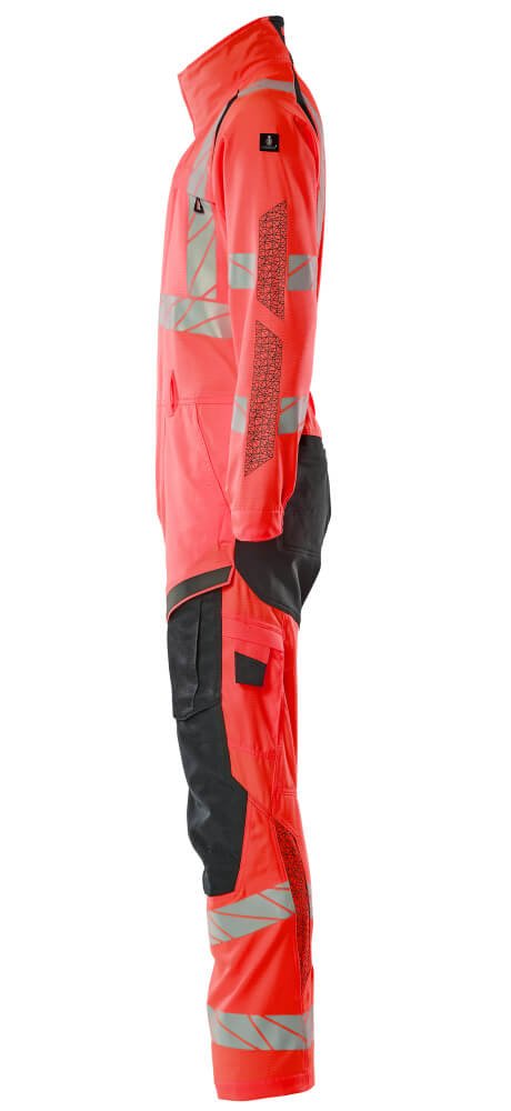 Overall, Knietaschen, Stretch-Einsätze Kombination Größe XL, Hi-vis rot/schwarzblau Produktbild img2 L