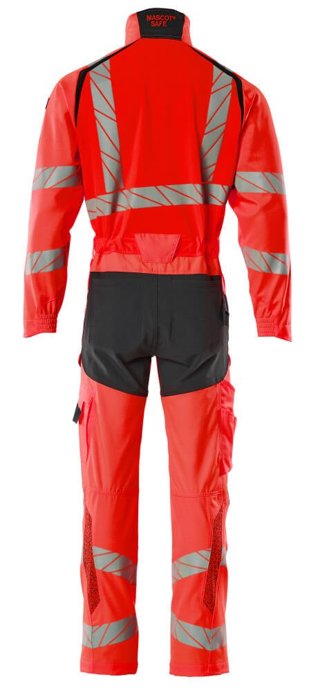 Overall, Knietaschen, Stretch-Einsätze Kombination Größe XL, Hi-vis rot/schwarzblau Produktbild img3 L