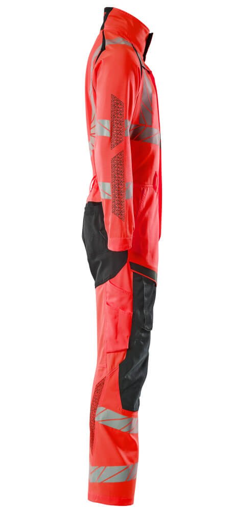 Overall, Knietaschen, Stretch-Einsätze Kombination Größe XL, Hi-vis rot/schwarzblau Produktbild img4 L