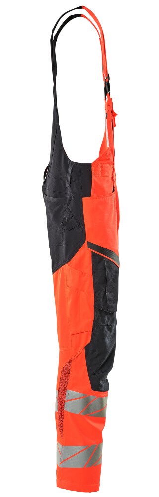 Latzhose, Knietaschen, Stretch-Einsätze Latzhose Größe 82C44, Hi-vis rot/schwarzblau Produktbild img4 L