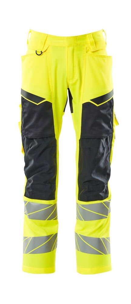 Hose mit Knietaschen, Stretch-Einsätze Hose Größe 90C60, hi-vis gelb/schwarzblau Produktbild img1 L