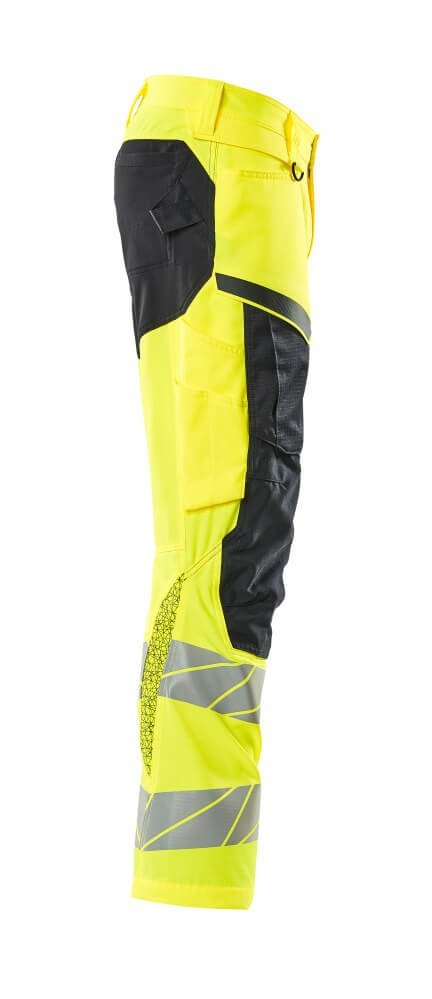 Hose mit Knietaschen, Stretch-Einsätze Hose Größe 90C60, hi-vis gelb/schwarzblau Produktbild img4 L