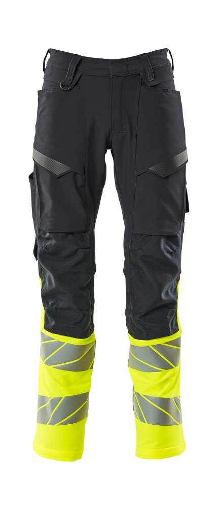 Hose mit Knietaschen, ULTIMATE STRETCH Hose Größe 76C58, schwarzblau/hi-vis gelb Produktbild img1 L