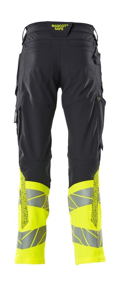 Hose mit Knietaschen, ULTIMATE STRETCH Hose Größe 76C58, schwarzblau/hi-vis gelb Produktbild img3 L