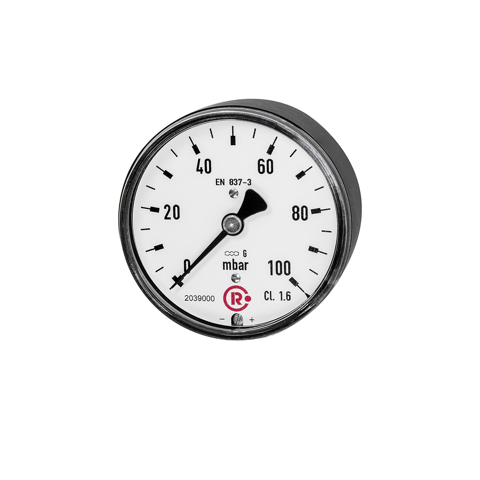 RIEGLER Kapselfedermanometer, G 1/4 hinten zentrisch, 0 - 400 mbar, Ø 63 Produktbild img1 L