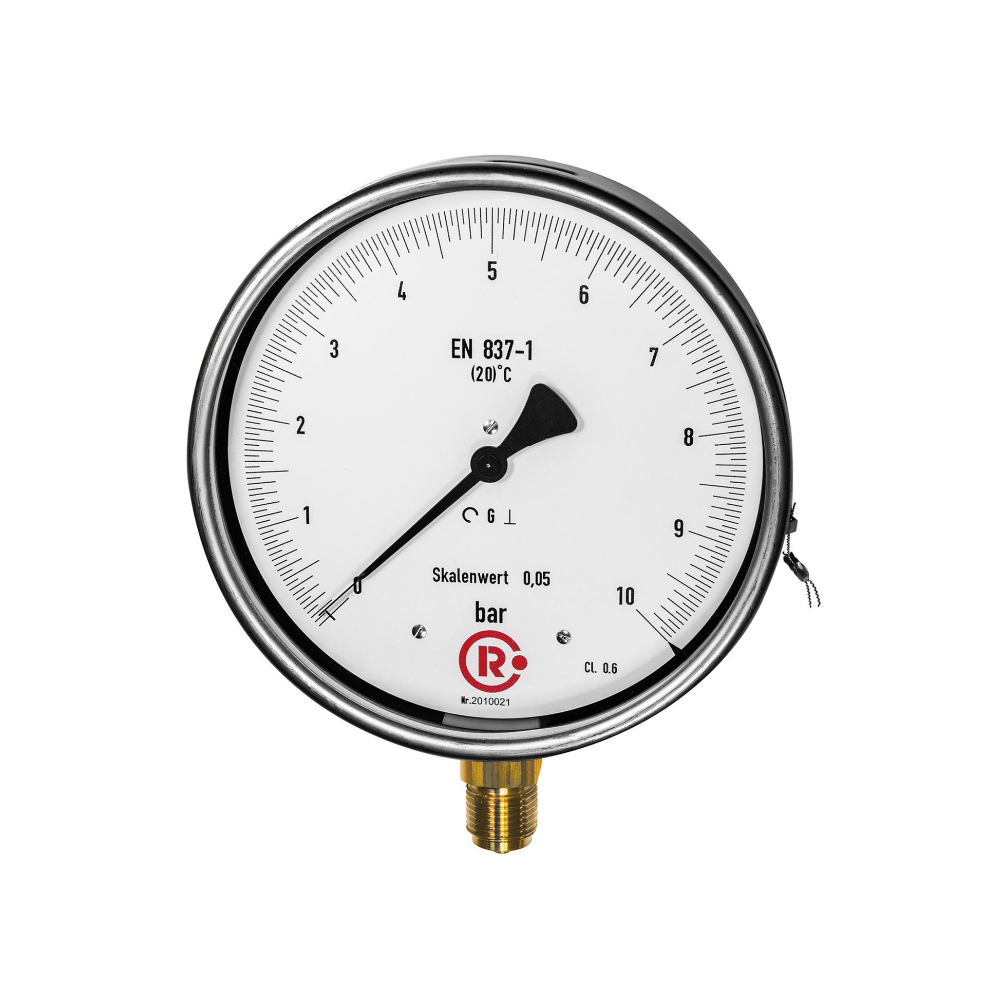 RIEGLER Feinmessmanometer, G 1/2 radial unten, 0 - 16,0 bar, Ø 160 Produktbild img1 L