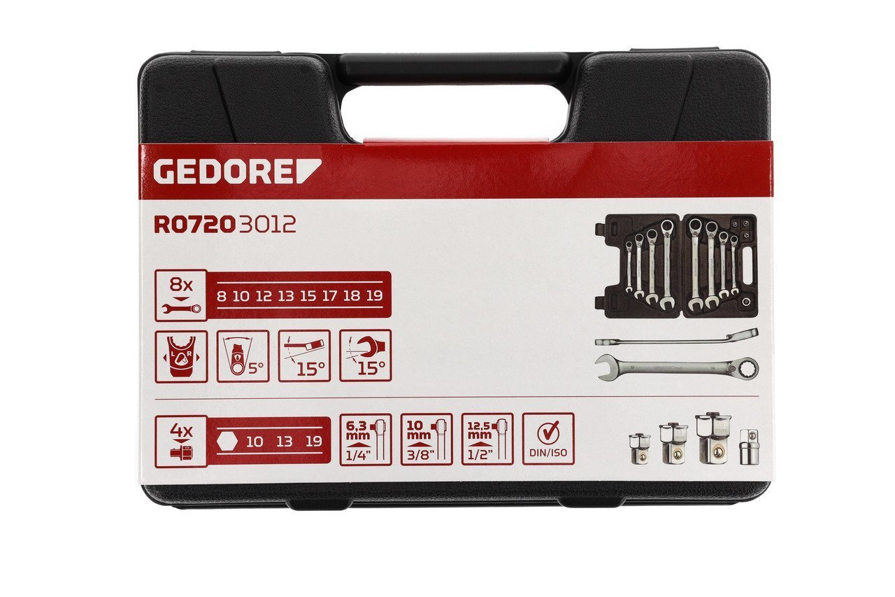 GEDORE R07203012 Ringratschenmaulschlüssel Satz SW8-19 mm 12-teilig Produktbild img6 L