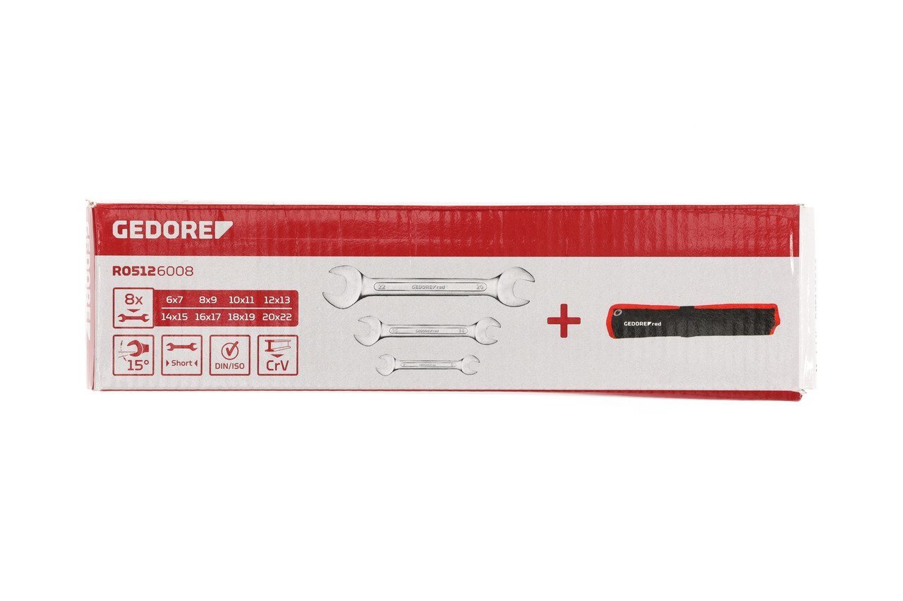 GEDORE R05126008 Doppelmaulschlüssel Satz kurz SW6-22 mm 8-teilig Produktbild img7 L