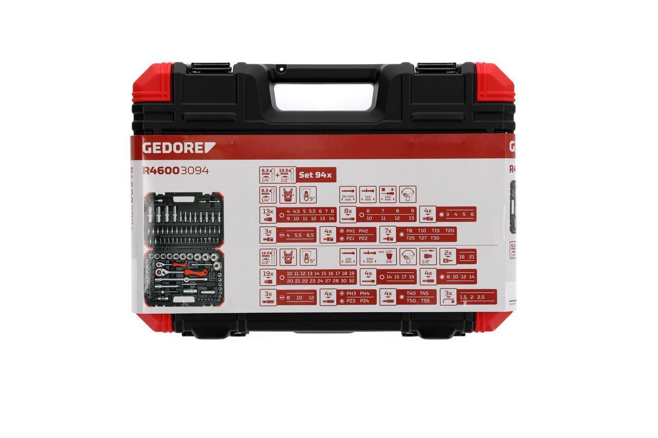 GEDORE R46003094 Steckschlüssel-Satz 1/4"+1/2" 94-teilig Produktbild img6 L