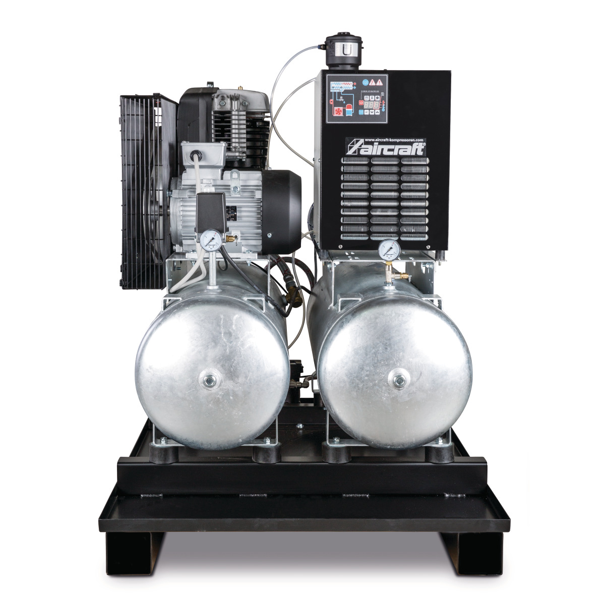 Aircraft Stationärer Kolbenkompressor mit 2x 100 Liter-Druckluftbehältern, Kältetrockner, Feinfilter, Kondensatableiter- und aufbereiter AIRPROFI DUO Produktbild img2 L