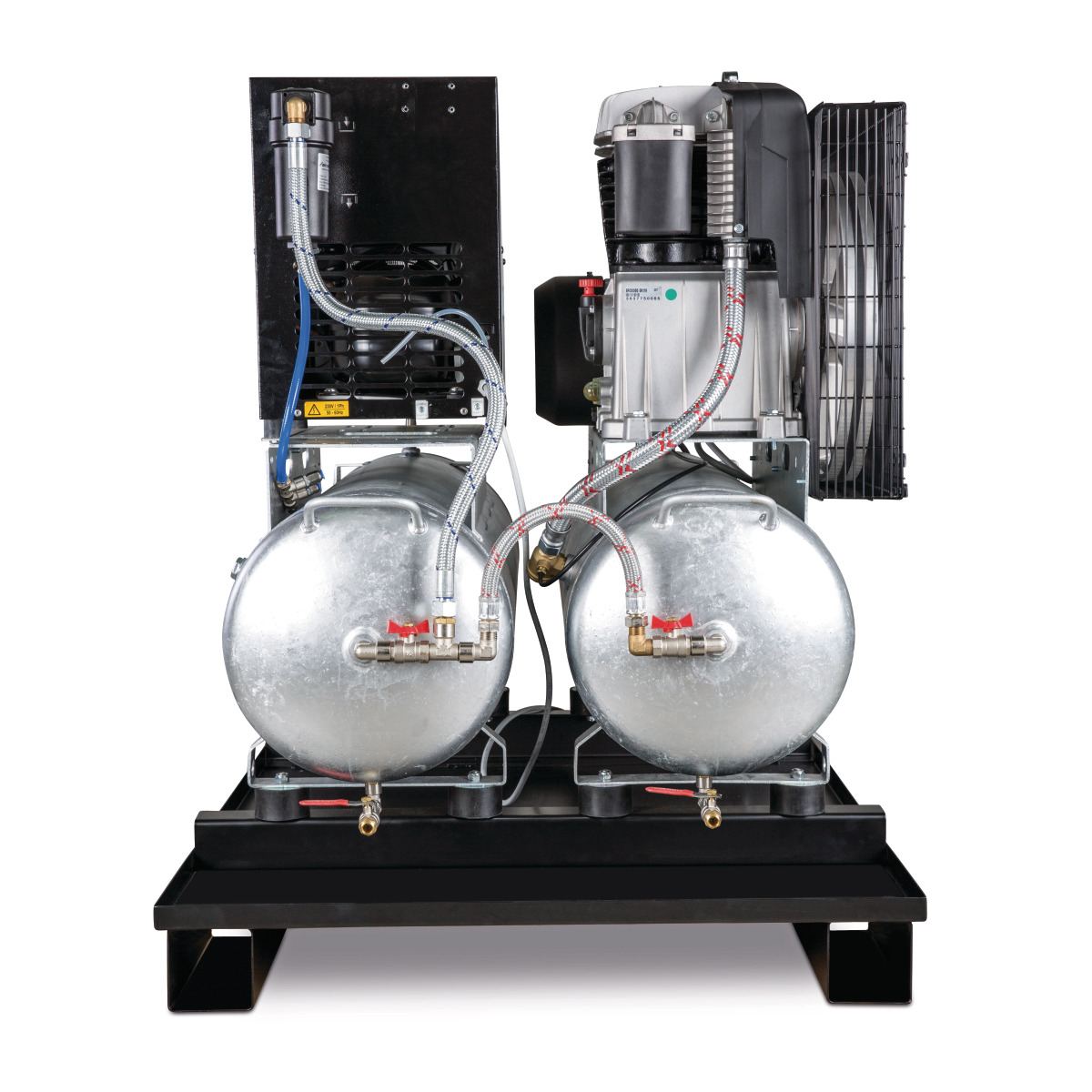 Aircraft Stationärer Kolbenkompressor mit 2x 100 Liter-Druckluftbehältern und Kältetrockner AIRPROFI DUO 703/2x100/10 K Produktbild img2 L
