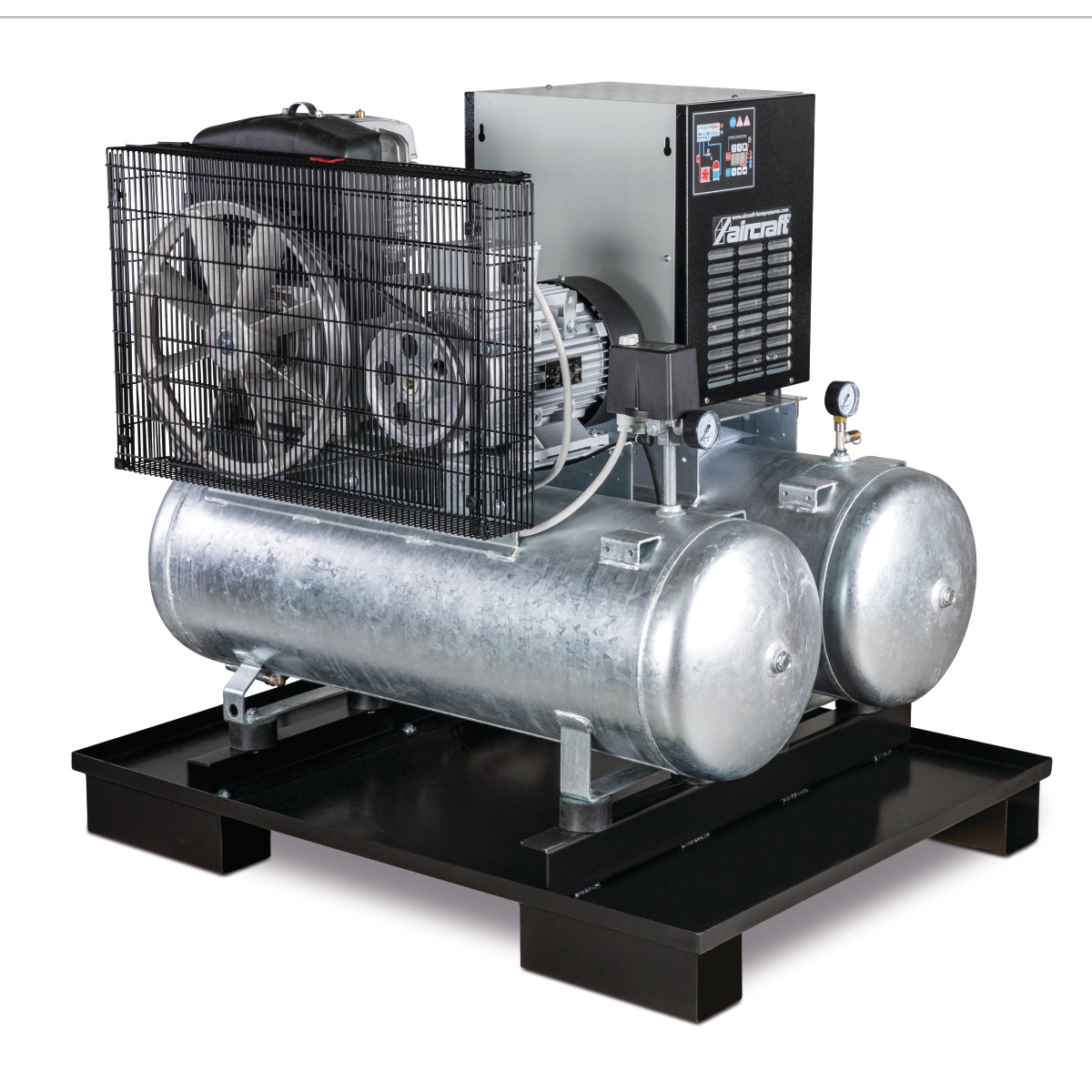 Aircraft Stationärer Kolbenkompressor mit 2x 100 Liter-Druckluftbehältern und Kältetrockner AIRPROFI DUO 703/2x100/10 K Produktbild img3 L