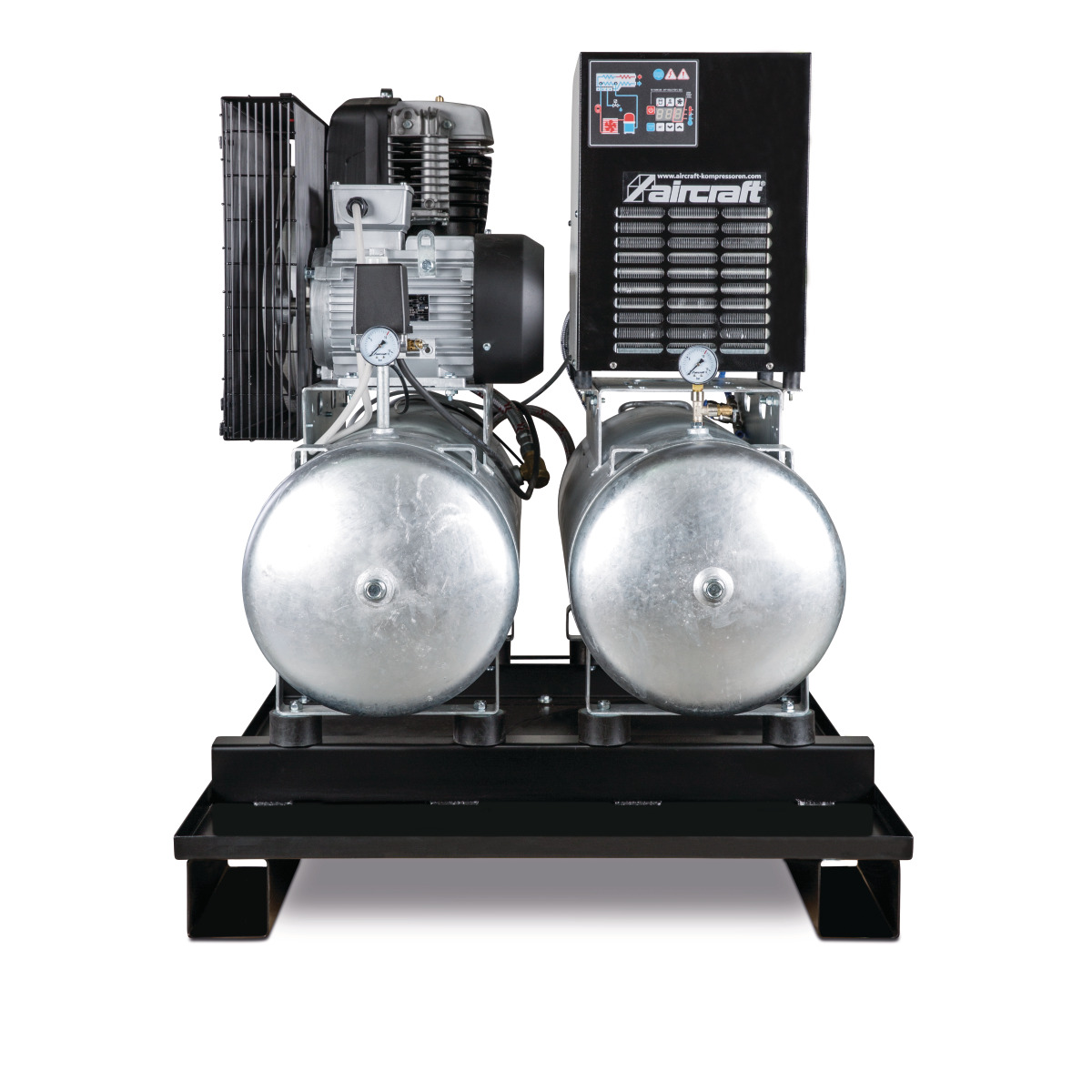 Aircraft Stationärer Kolbenkompressor mit 2x 100 Liter-Druckluftbehältern und Kältetrockner AIRPROFI DUO 703/2x100/10 K Produktbild img4 L