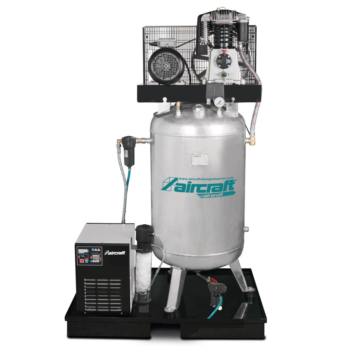 Aircraft Stationärer Kolbenkompressor mit Kältetrockner, Feinfilter, Kondensataufbereiter zur Öl-Wasser-Trennung und automatischem Kondensatableiter A Produktbild img1 L