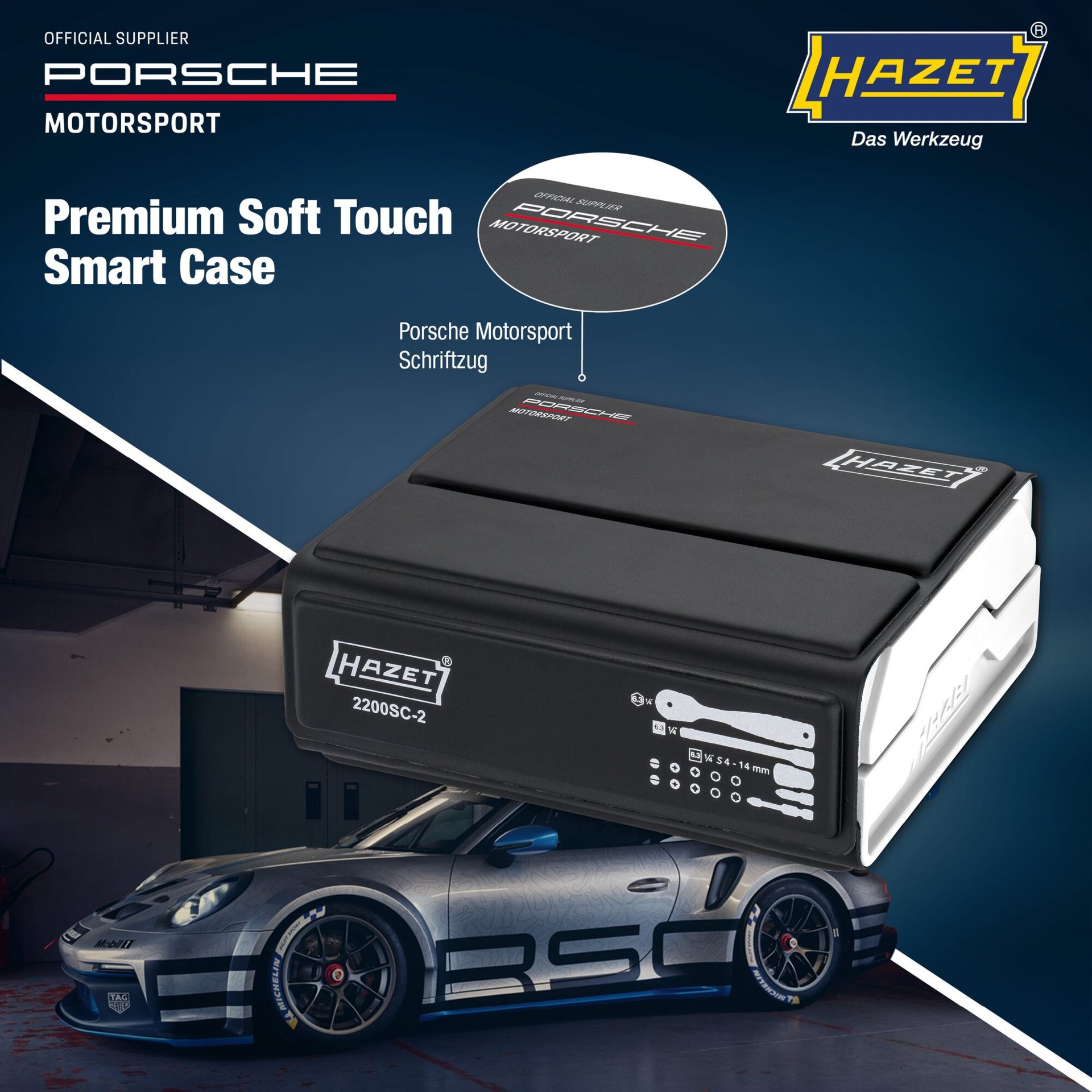 HAZET SmartCase Steckschlüssel Satz 2200SC-2-PD ∙ 1/4 Zoll (6,3 mm) Sechskant massiv, 1/4 Zoll (6,3 mm) Vierkant hohl ∙ Außen Doppelsechskant-Tractionsprofil, Schlitz Profil, Kreuzschlitz Profil PH, Pozidriv Profil PZ, Innen Sechskant Profil, Innen TORX® Profil Produktbild img5 L