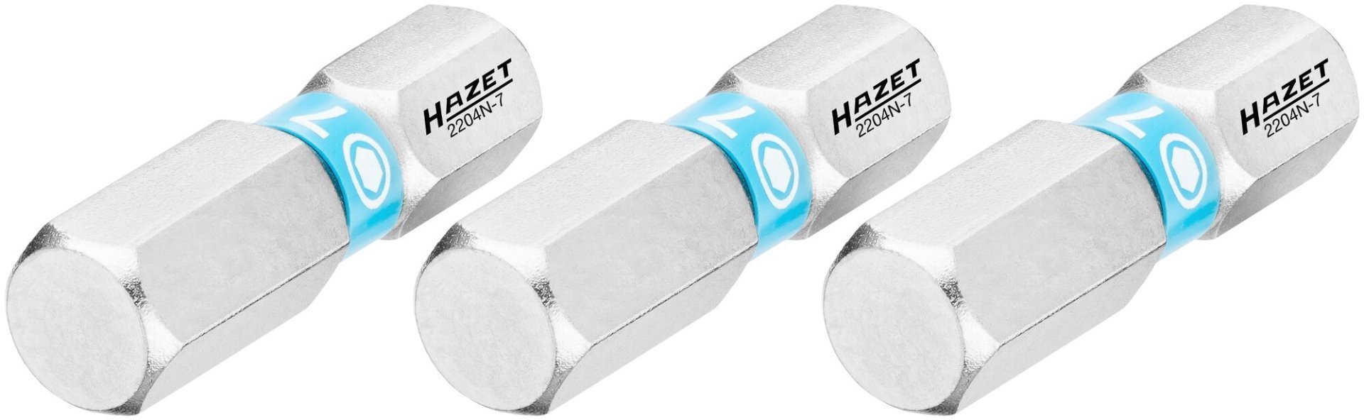 HAZET Bit 2204N-7/3 ∙ 1/4 Zoll (6,3 mm) Sechskant massiv ∙ Innen Sechskant Profil ∙ 3-teilig ∙ SW 7 mm Produktbild img1 L