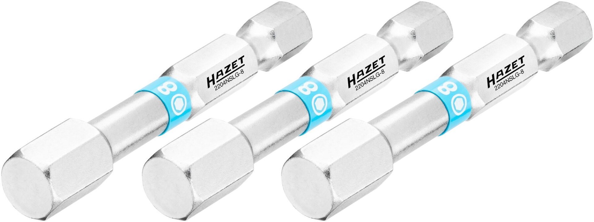 HAZET Bit 2204NSLG-8/3 ∙ 1/4 Zoll (6,3 mm) Sechskant massiv ∙ Innen Sechskant Profil ∙ 3-teilig ∙ SW 8 mm Produktbild img1 L