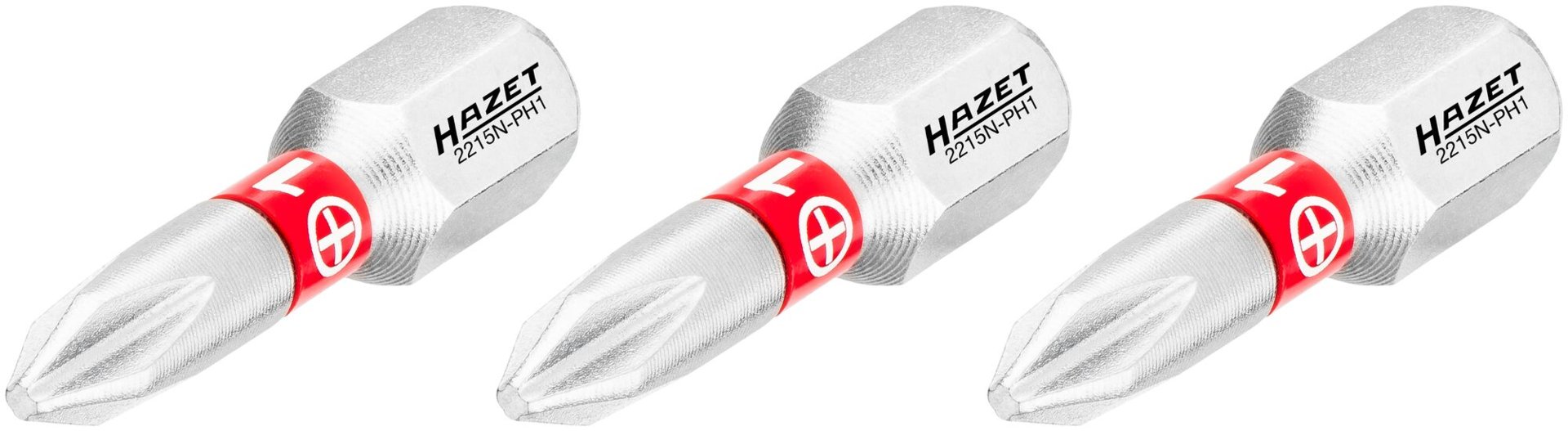 HAZET Bit 2215N-PH1/3 ∙ 1/4 Zoll (6,3 mm) Sechskant massiv ∙ Kreuzschlitz Profil PH ∙ 3-teilig ∙ SW PH1 Produktbild img1 L