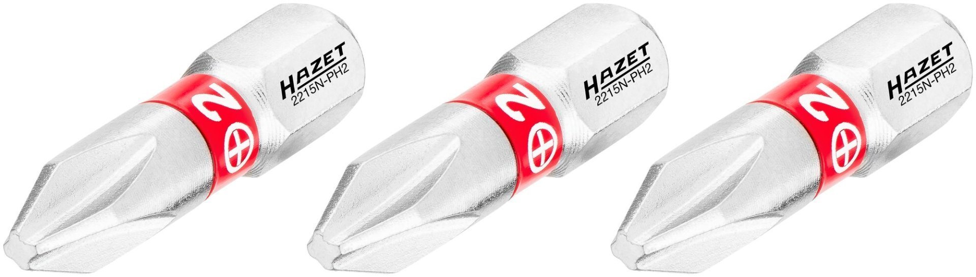 HAZET Bit 2215N-PH2/3 ∙ 1/4 Zoll (6,3 mm) Sechskant massiv ∙ Kreuzschlitz Profil PH ∙ 3-teilig ∙ SW PH2 Produktbild img1 L