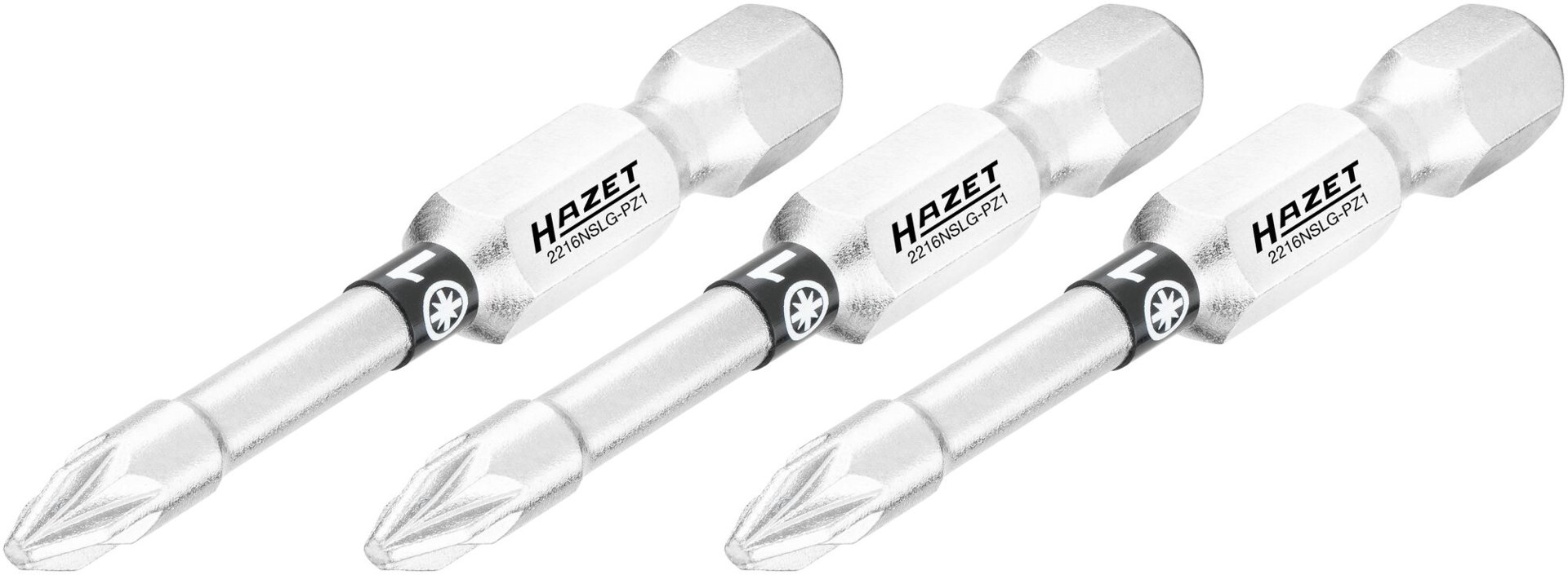 HAZET Bit 2216NSLG-PZ1/3 ∙ 1/4 Zoll (6,3 mm) Sechskant massiv ∙ Pozidriv Profil PZ ∙ 3-teilig ∙ SW PZ1 Produktbild img1 L