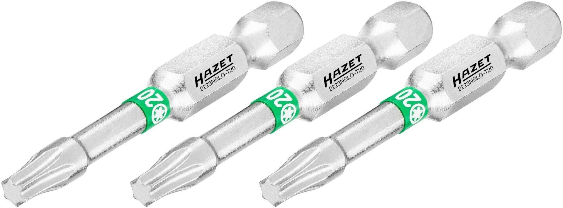 HAZET Bit 2223NSLG-T20/3 ∙ 1/4 Zoll (6,3 mm) Sechskant massiv ∙ Innen TORX® Profil ∙ 3-teilig ∙ SW T20 Produktbild img1 L