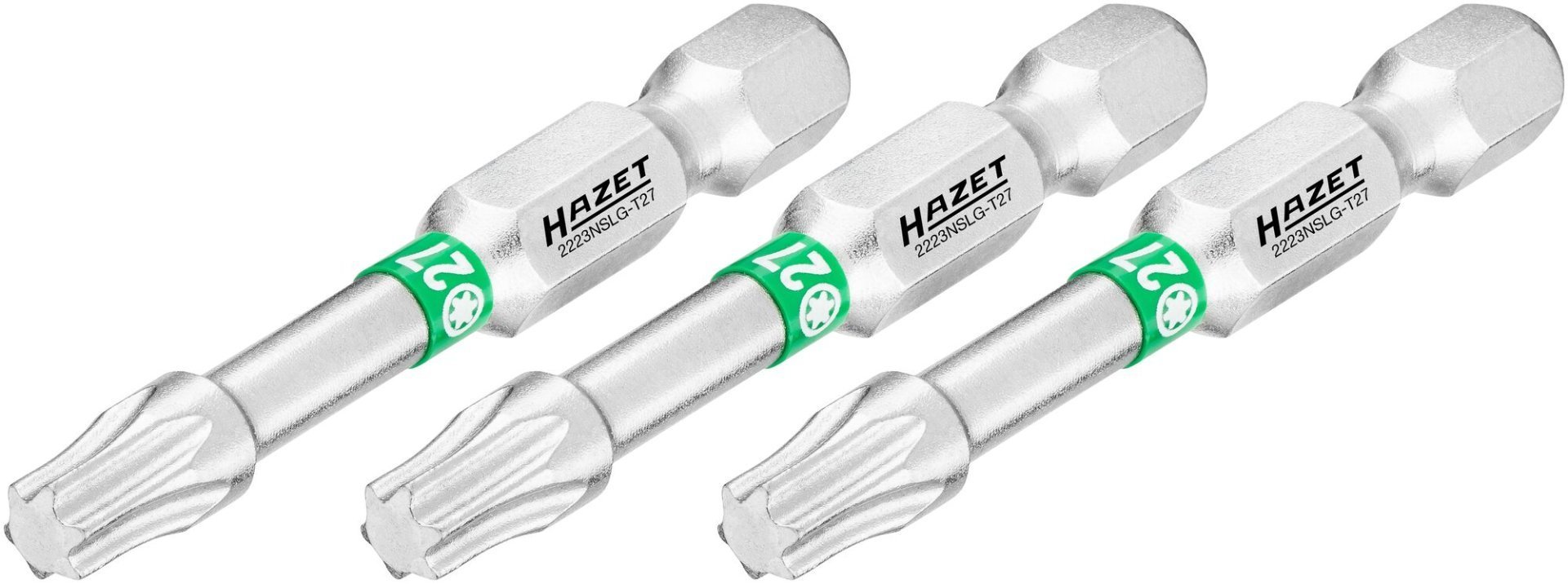HAZET Bit 2223NSLG-T27/3 ∙ 1/4 Zoll (6,3 mm) Sechskant massiv ∙ Innen TORX® Profil ∙ 3-teilig ∙ SW T27 Produktbild img1 L
