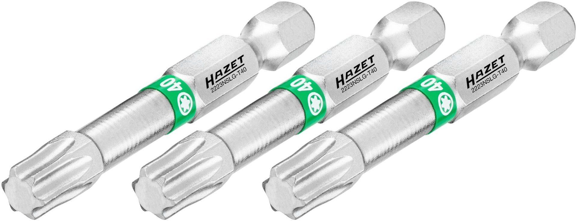 HAZET Bit 2223NSLG-T40/3 ∙ 1/4 Zoll (6,3 mm) Sechskant massiv ∙ Innen TORX® Profil ∙ 3-teilig ∙ SW T40 Produktbild img1 L