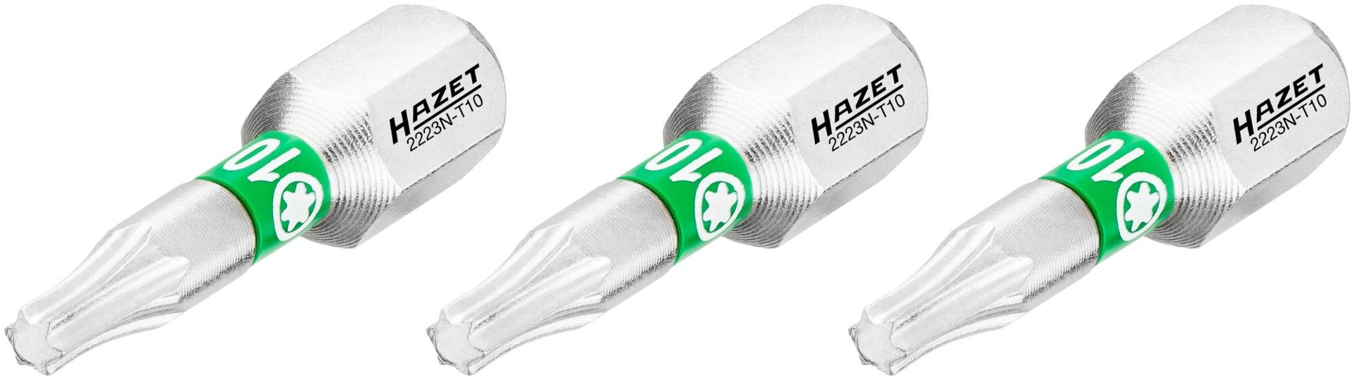 HAZET Bit 2223N-T10/3 ∙ 1/4 Zoll (6,3 mm) Sechskant massiv ∙ Innen TORX® Profil ∙ 3-teilig ∙ SW T10 Produktbild img1 L