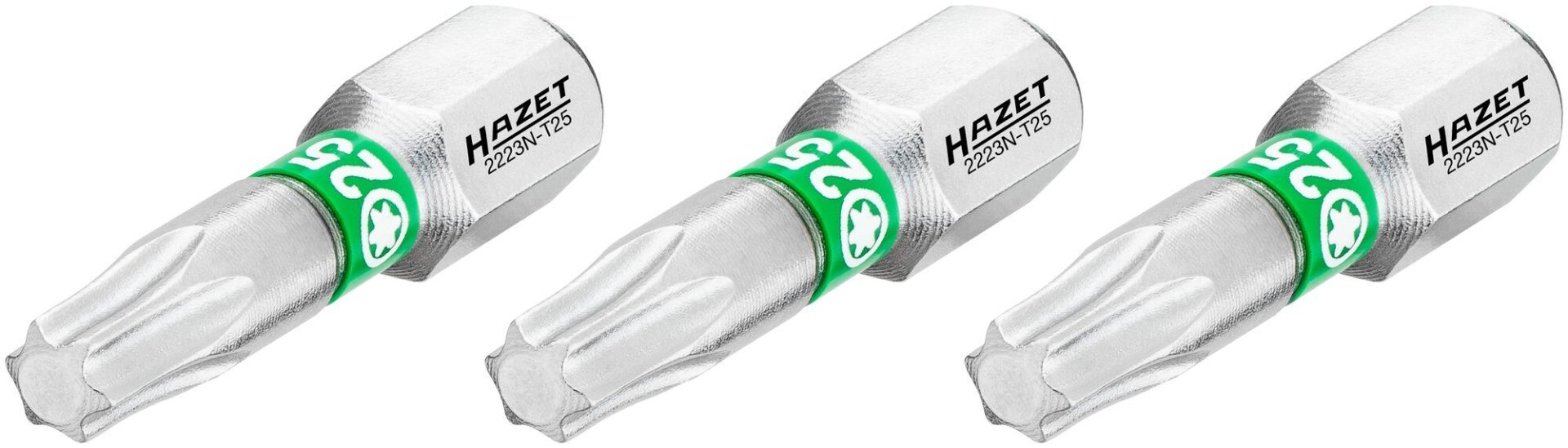 HAZET Bit 2223N-T25/3 ∙ 1/4 Zoll (6,3 mm) Sechskant massiv ∙ Innen TORX® Profil ∙ 3-teilig ∙ SW T25 Produktbild img1 L