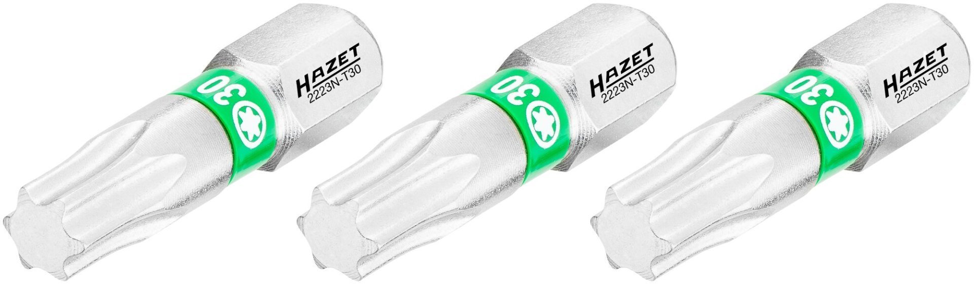 HAZET Bit 2223N-T30/3 ∙ 1/4 Zoll (6,3 mm) Sechskant massiv ∙ Innen TORX® Profil ∙ 3-teilig ∙ SW T30 Produktbild img1 L