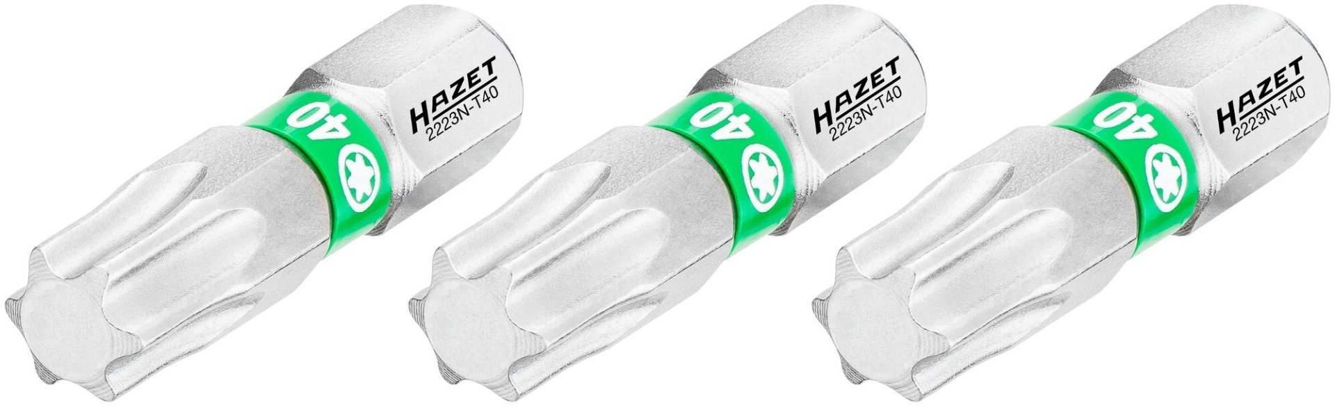 HAZET Bit 2223N-T40/3 ∙ 1/4 Zoll (6,3 mm) Sechskant massiv ∙ Innen TORX® Profil ∙ 3-teilig ∙ SW T40 Produktbild img1 L