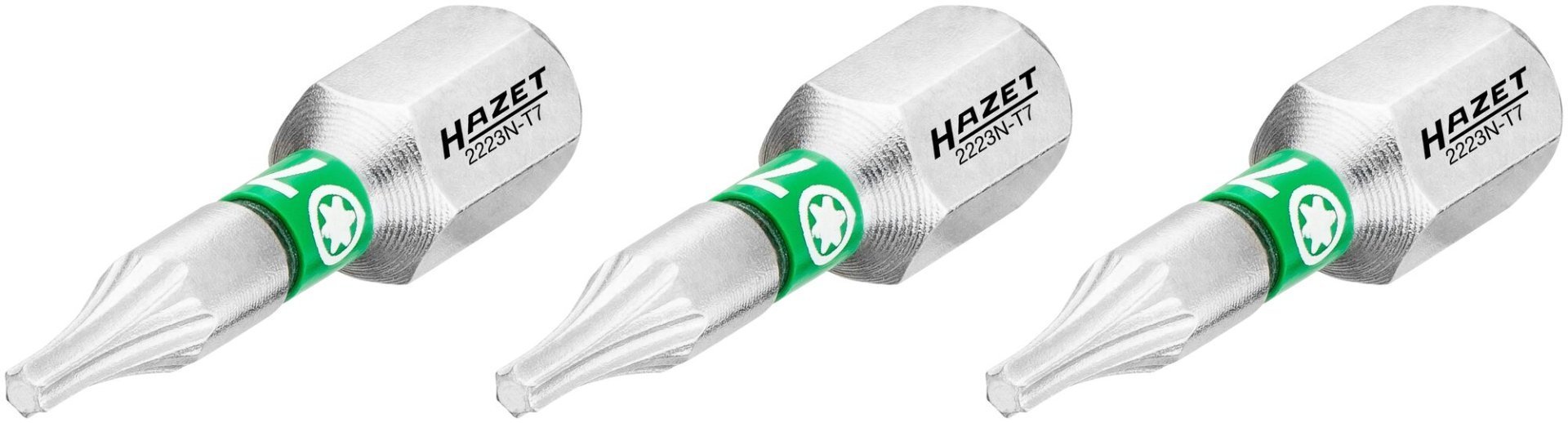 HAZET Bit 2223N-T7/3 ∙ 1/4 Zoll (6,3 mm) Sechskant massiv ∙ Innen TORX® Profil ∙ 3-teilig ∙ SW T7 Produktbild img1 L