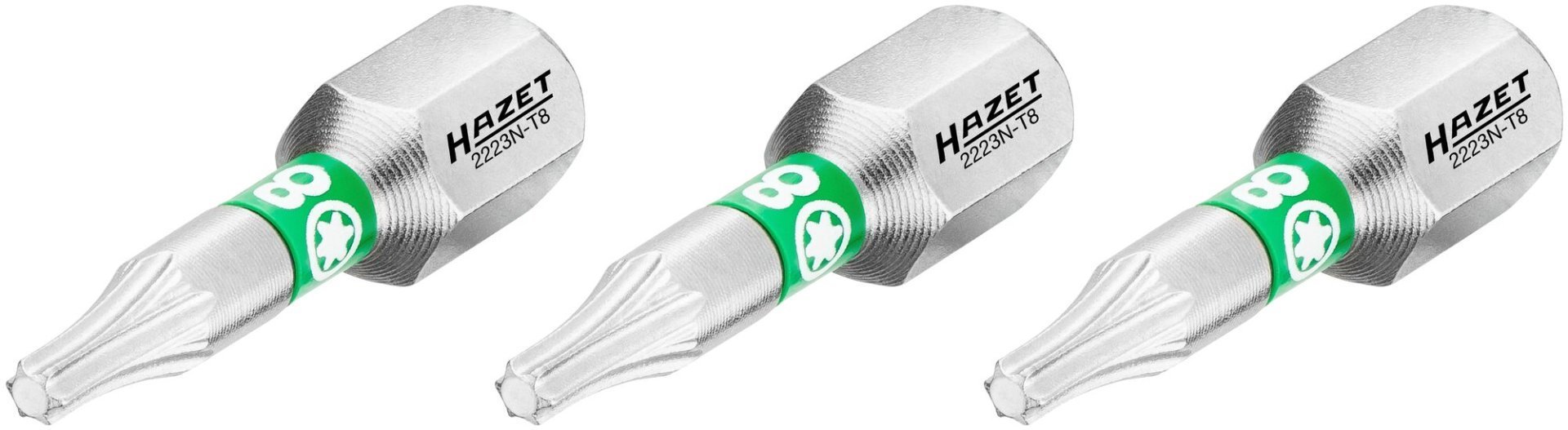 HAZET Bit 2223N-T8/3 ∙ 1/4 Zoll (6,3 mm) Sechskant massiv ∙ Innen TORX® Profil ∙ 3-teilig ∙ SW T8 Produktbild img1 L