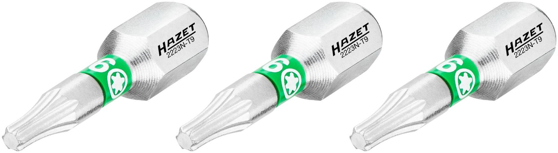 HAZET Bit 2223N-T9/3 ∙ 1/4 Zoll (6,3 mm) Sechskant massiv ∙ Innen TORX® Profil ∙ 3-teilig ∙ SW T9 Produktbild img1 L
