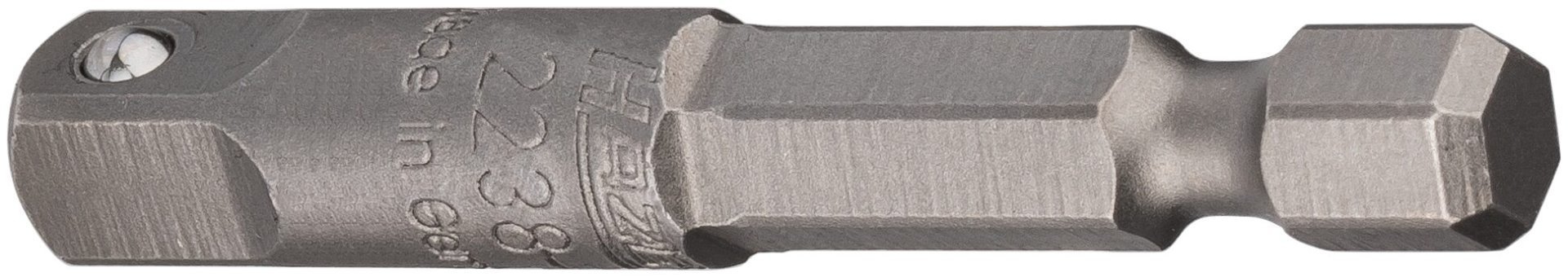 HAZET Adapter 2238-1 ∙ 1/4 Zoll (6,3 mm) Sechskant massiv ∙ 1/4 Zoll (6,3 mm) Vierkant massiv ∙ Länge: 50 mm Produktbild img2 L