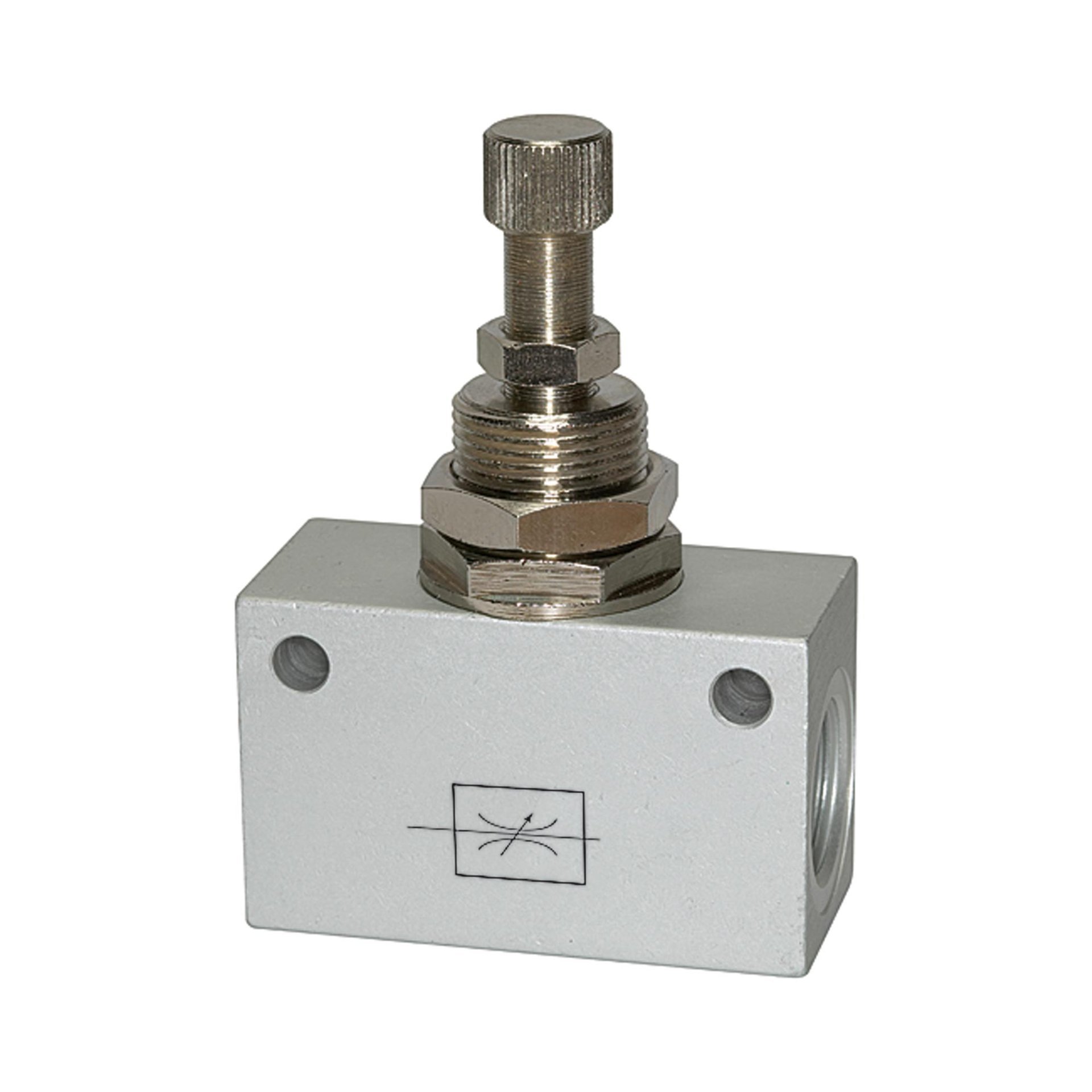 RIEGLER Drosselventil, in Blockform, Alu eloxiert, G 1/4, PN max. 10 bar Produktbild img1 L