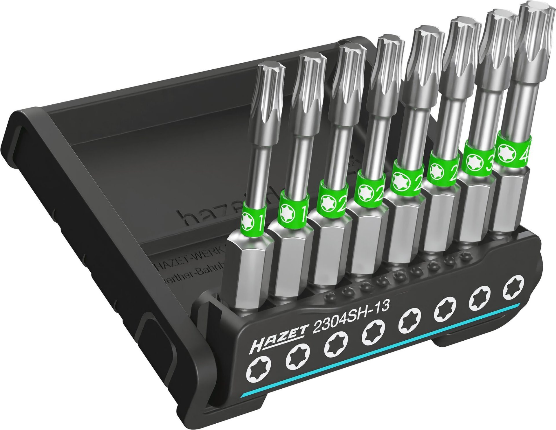HAZET SmartHolder mit 8 Bits ∙ lang 2304SH-13 ∙ 1/4 Zoll (6,3 mm) Sechskant massiv ∙ Innen TORX® Profil ∙ 8-teilig ∙ T10 – T40 Produktbild img1 L