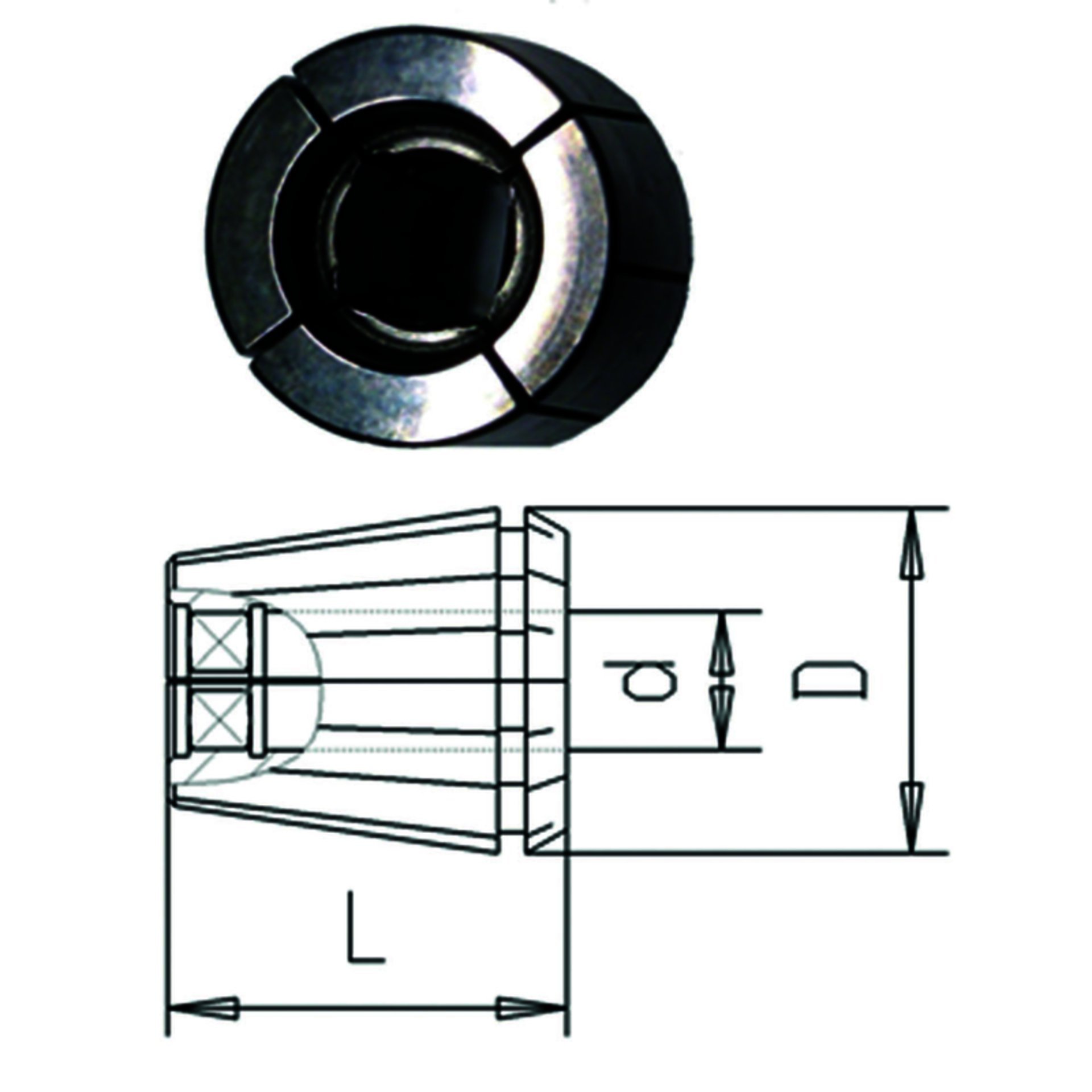 Gewindebohrerspannzange mit Innenvierkant ER32 12,0 Produktbild img1 L