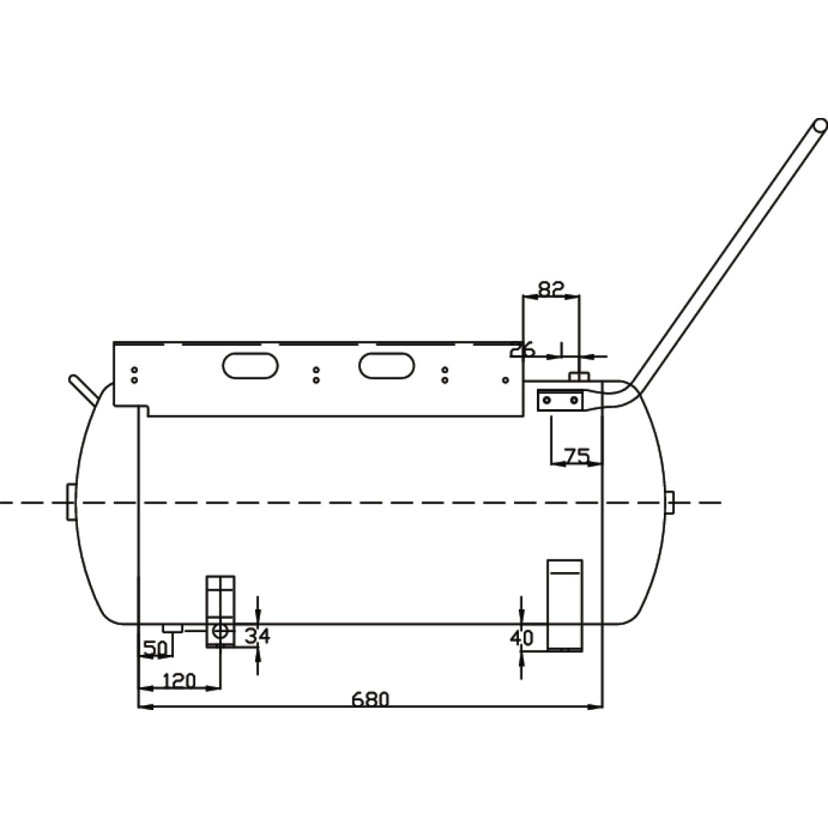Aircraft Druckluftbehälter ACDB 75/13 H MK mit Konsole Produktbild img2 L