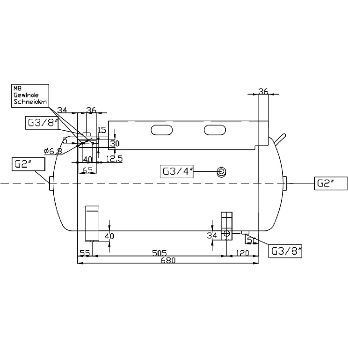 Aircraft Druckluftbehälter ACDB 75/13 H MK mit Konsole Produktbild img4 L
