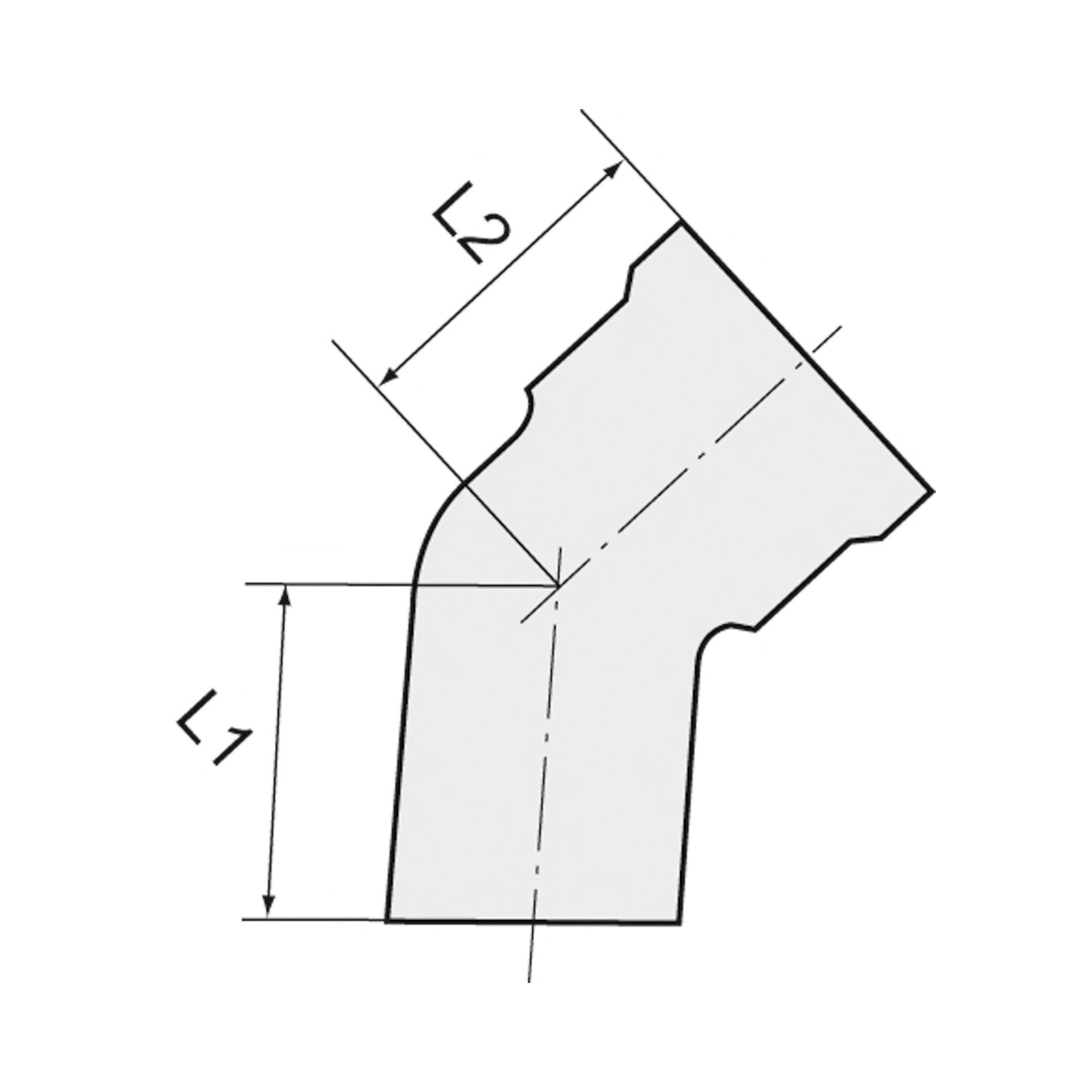 RIEGLER Winkelstück, 45°, i./a., G3/4, ohne Schl.fläche u. Rand, MS blank Produktbild img2 L