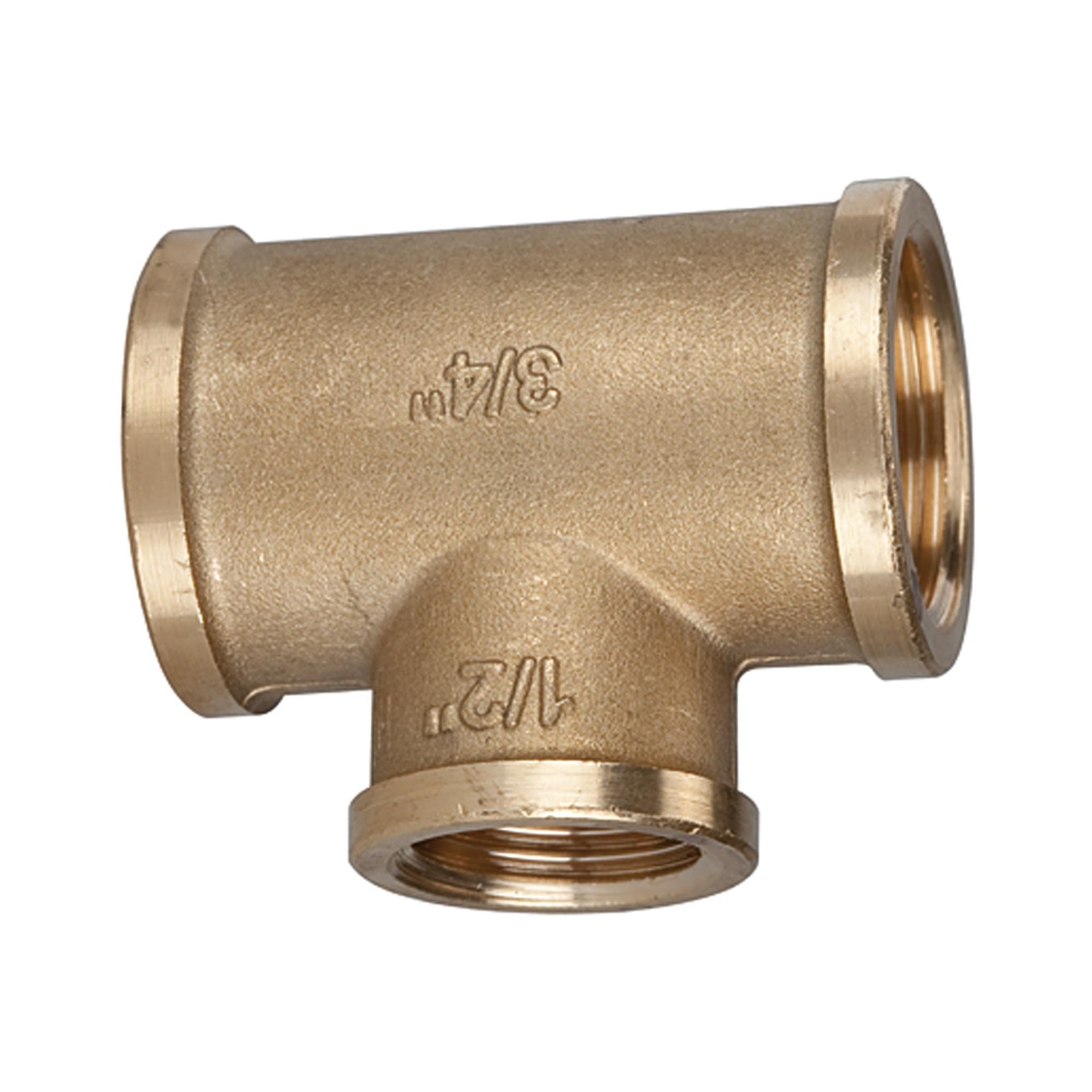 RIEGLER T-Reduzierstück, 3 x IG, 2 x G 1 i., Abgang G 1/2, Messing blank Produktbild img1 L
